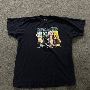Demon Slayer Shirt Mens Size XL Black Graphic Anime Short Sleeve Cotton Tee